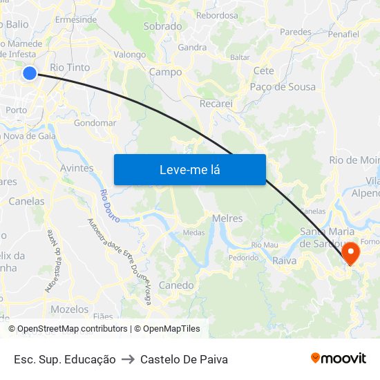 Esc. Sup. Educação to Castelo De Paiva map