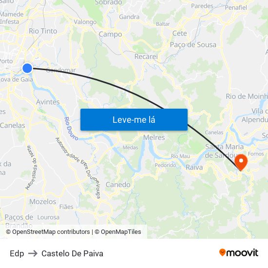 Edp to Castelo De Paiva map