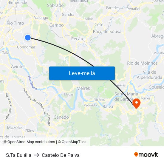 S.Ta Eulália to Castelo De Paiva map
