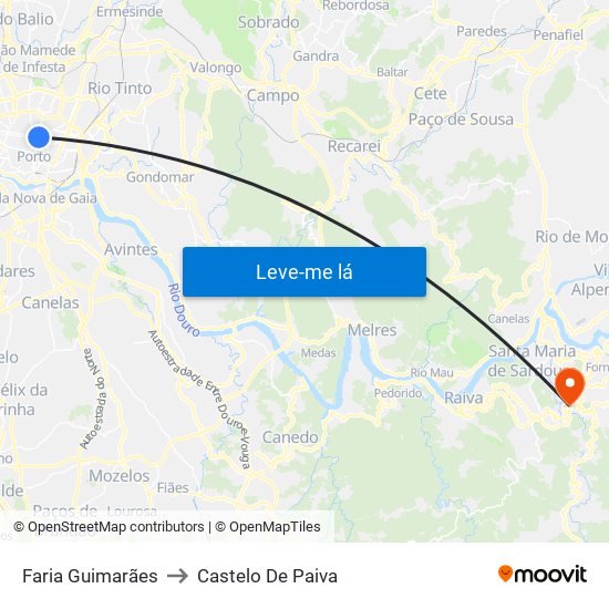 Faria Guimarães to Castelo De Paiva map