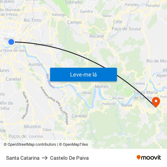 Santa Catarina to Castelo De Paiva map