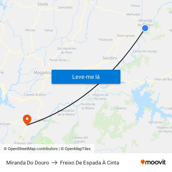 Miranda Do Douro to Freixo De Espada À Cinta map