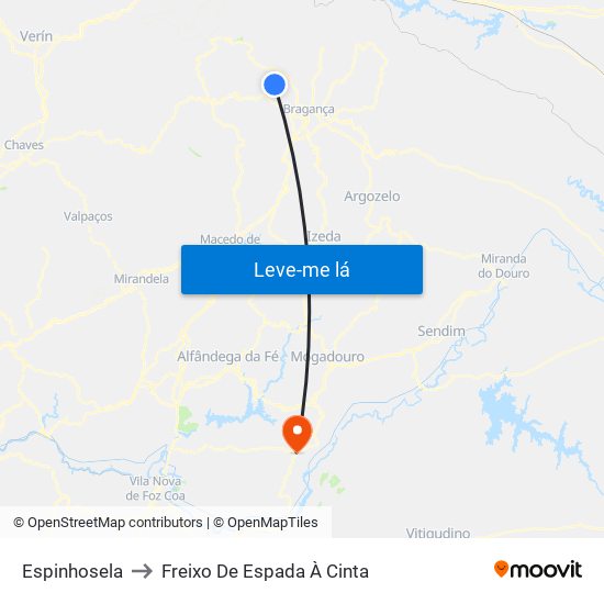 Espinhosela to Freixo De Espada À Cinta map