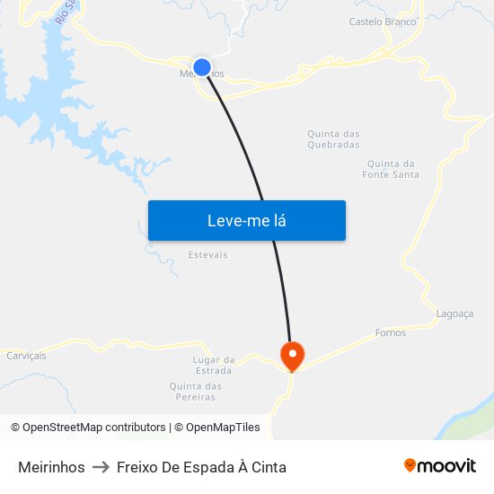 Meirinhos to Freixo De Espada À Cinta map