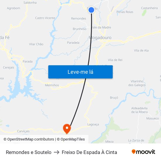 Remondes e Soutelo to Freixo De Espada À Cinta map