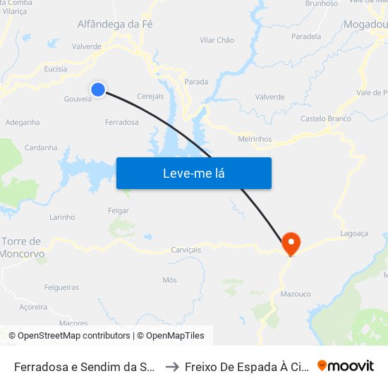 Ferradosa e Sendim da Serra to Freixo De Espada À Cinta map