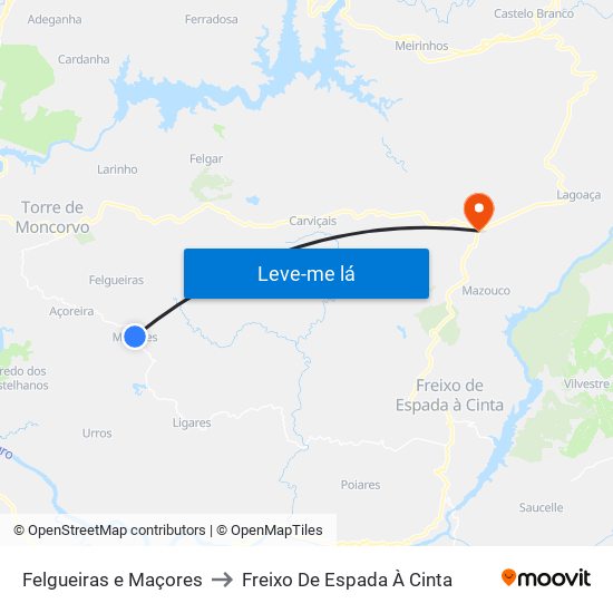 Felgueiras e Maçores to Freixo De Espada À Cinta map