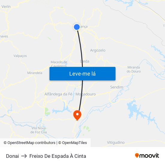 Donai to Freixo De Espada À Cinta map