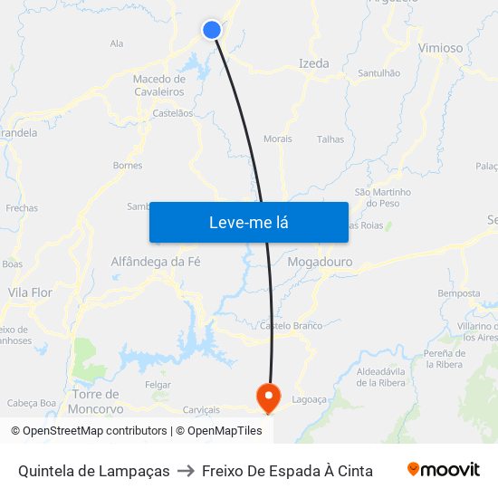 Quintela de Lampaças to Freixo De Espada À Cinta map