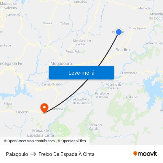 Palaçoulo to Freixo De Espada À Cinta map