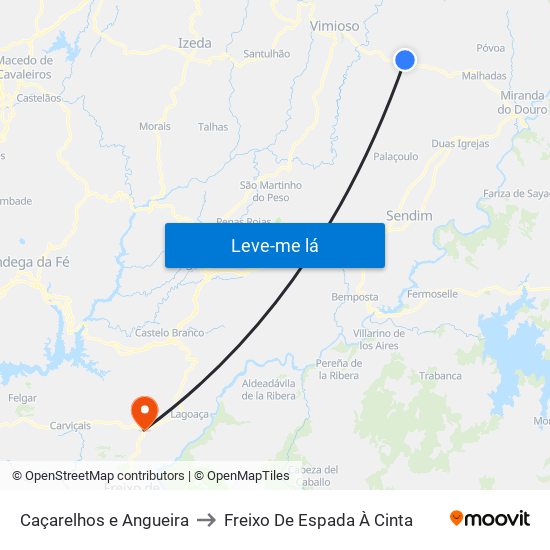 Caçarelhos e Angueira to Freixo De Espada À Cinta map