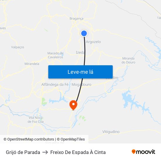 Grijó de Parada to Freixo De Espada À Cinta map