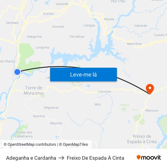 Adeganha e Cardanha to Freixo De Espada À Cinta map