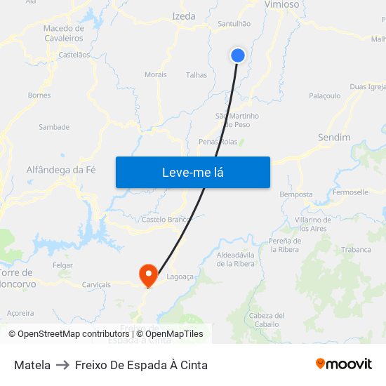 Matela to Freixo De Espada À Cinta map