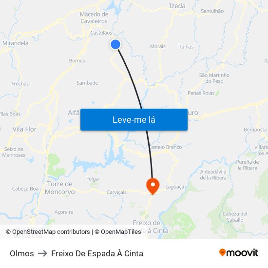 Olmos to Freixo De Espada À Cinta map