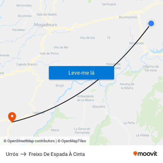 Urrós to Freixo De Espada À Cinta map