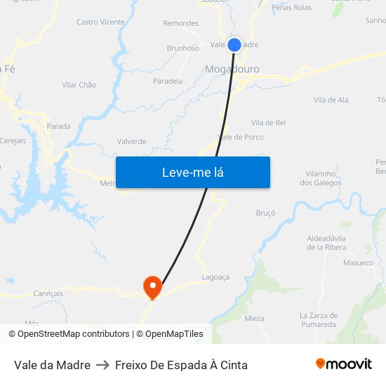 Vale da Madre to Freixo De Espada À Cinta map