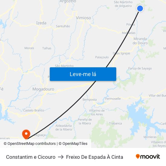 Constantim e Cicouro to Freixo De Espada À Cinta map