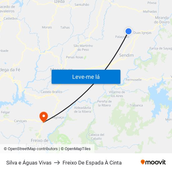 Silva e Águas Vivas to Freixo De Espada À Cinta map