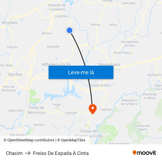 Chacim to Freixo De Espada À Cinta map