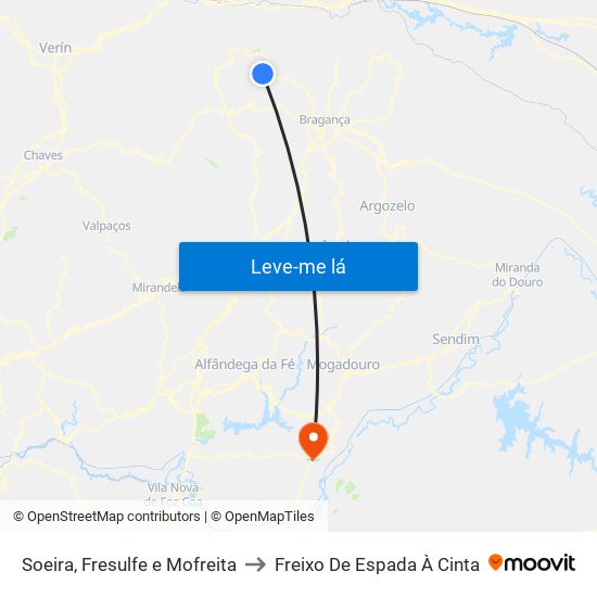 Soeira, Fresulfe e Mofreita to Freixo De Espada À Cinta map