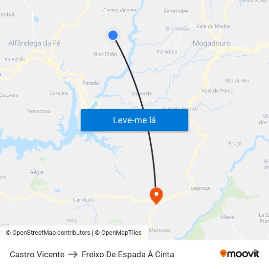 Castro Vicente to Freixo De Espada À Cinta map