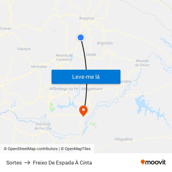 Sortes to Freixo De Espada À Cinta map