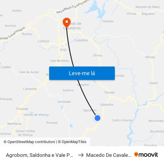 Agrobom, Saldonha e Vale Pereiro to Macedo De Cavaleiros map
