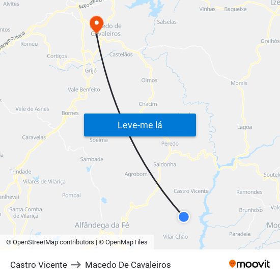Castro Vicente to Macedo De Cavaleiros map