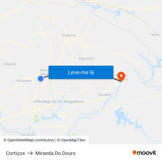 Cortiços to Miranda Do Douro map