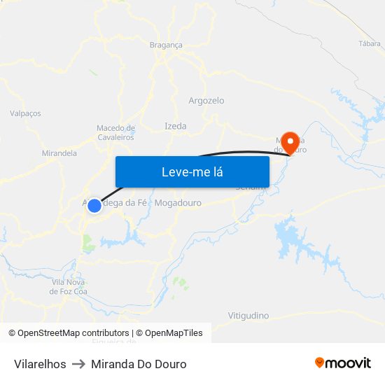 Vilarelhos to Miranda Do Douro map