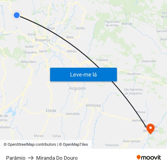 Parâmio to Miranda Do Douro map