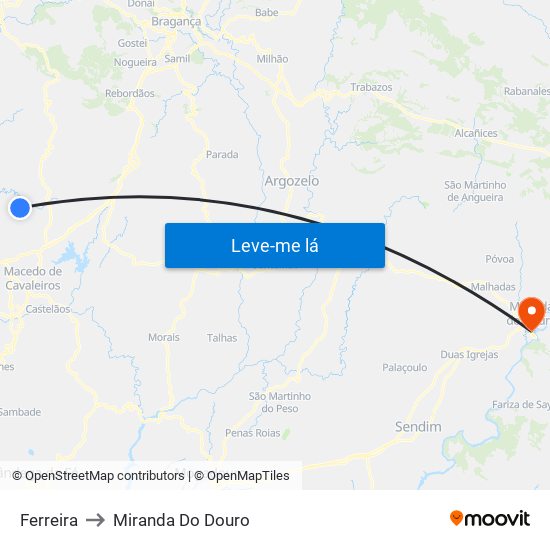 Ferreira to Miranda Do Douro map