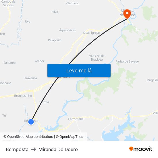 Bemposta to Miranda Do Douro map