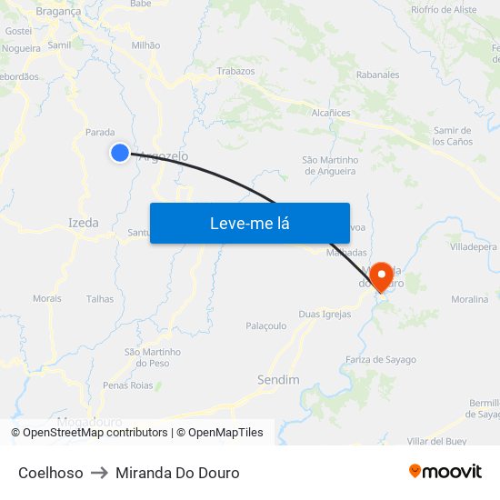 Coelhoso to Miranda Do Douro map