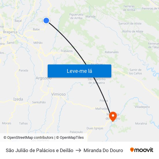 São Julião de Palácios e Deilão to Miranda Do Douro map