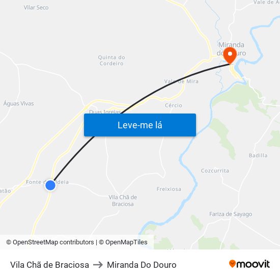 Vila Chã de Braciosa to Miranda Do Douro map