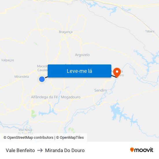 Vale Benfeito to Miranda Do Douro map