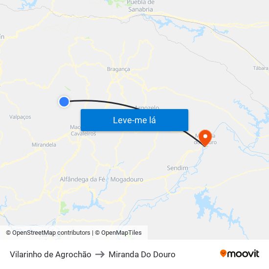 Vilarinho de Agrochão to Miranda Do Douro map