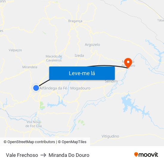 Vale Frechoso to Miranda Do Douro map