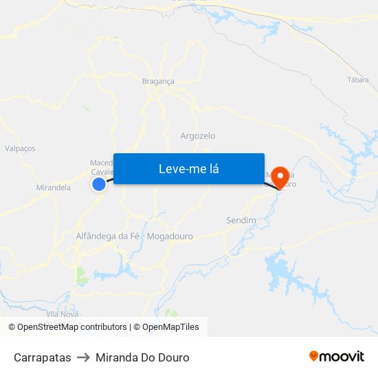 Carrapatas to Miranda Do Douro map