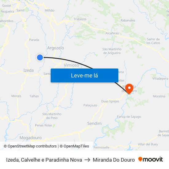 Izeda, Calvelhe e Paradinha Nova to Miranda Do Douro map
