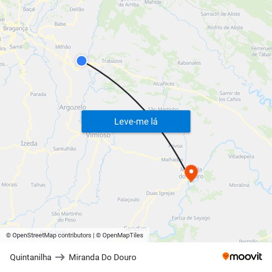 Quintanilha to Miranda Do Douro map
