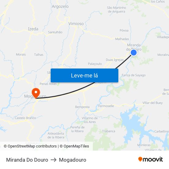 Miranda Do Douro to Mogadouro map