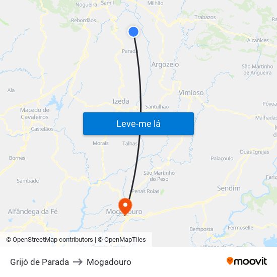 Grijó de Parada to Mogadouro map
