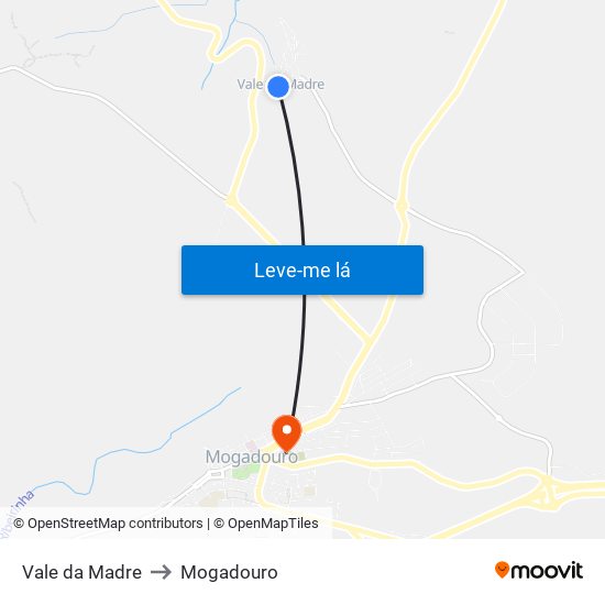 Vale da Madre to Mogadouro map