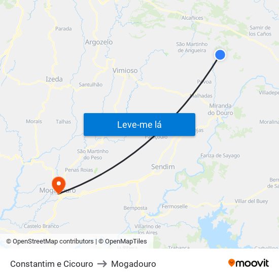 Constantim e Cicouro to Mogadouro map