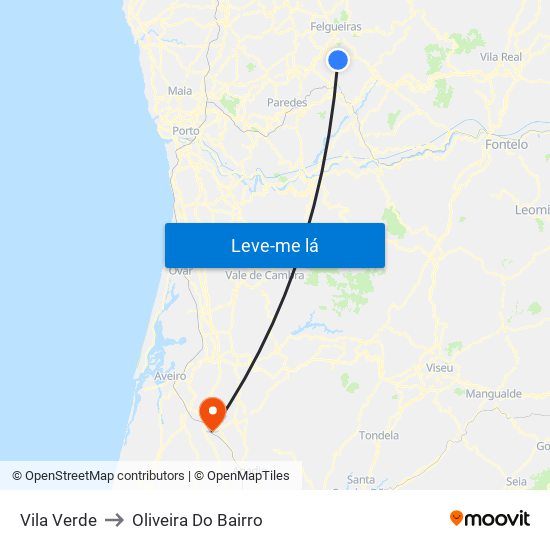 Vila Verde to Oliveira Do Bairro map