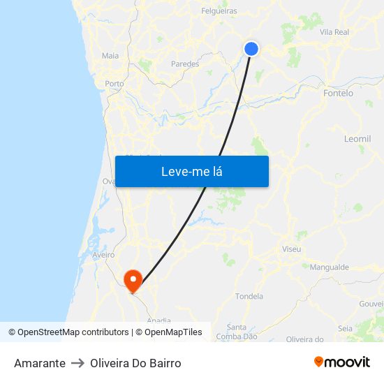 Amarante to Oliveira Do Bairro map