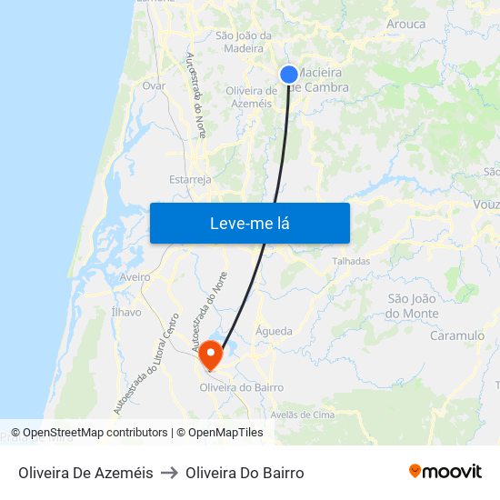 Oliveira De Azeméis to Oliveira Do Bairro map